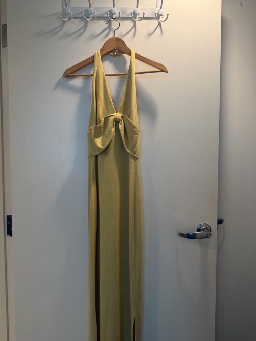 St. John Halter Knot Maxi Dress in Pale Yellow